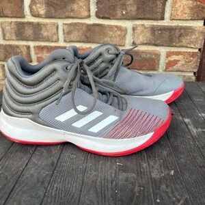 Adidas Gray and Red High-Top basketball Sneakers